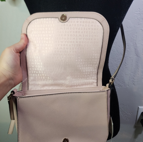 Kate Spade New York Laurel Way Jeweled Saffiano Pink Cream Crossbody - Picture 7 of 14